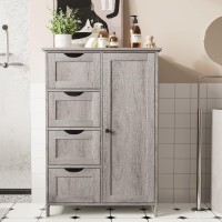 Irontar Bathroom Floor Cabinet, Freestanding Bathroom Cabinet, Storage Cabinet With 4 Drawers And Adjustable Shelf For Entryway Storage, Home Office Furniture, Grey Cwg005C