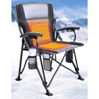 Docusvect Heated Camping Chair, Heats Back And Seat, 3 Heat Levels, Heated Folding Chair With Cup Holder, Rich Pockets, Travel Bag For Camp And Outdoors Sports, Supports 300 Lbs, Battery Not Included