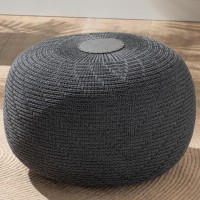 English Home Pouf Ottoman, Foot Rest, Foot Stool, Poufs For Living Room, Boho Home Decor, Knitted Bean Bag, Knitted Round Ottoman 15X20 Inches Anthracite