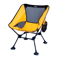 Iclimb Ultralight Compact Camping Folding Beach Chair With Anti-Sinking Large Feet And Back Support Webbing (Yellow - Square Frame)