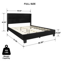 Better Home Products Giulia Full Black Velvet Upholstered Platform Panel Bed