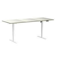 Vivo Electric Height Adjustable 71 X 30 Inch Memory Stand Up Desk, Light Wood Table Top, White Frame, Standing Workstation With Preset Controller, 1B Series, Desk-Kit-1W7C