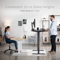 Vivo Electric Height Adjustable 71 X 30 Inch Memory Stand Up Desk, Light Wood Table Top, White Frame, Standing Workstation With Preset Controller, 1B Series, Desk-Kit-1W7C