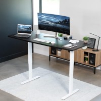 Vivo Electric Height Adjustable 71 X 30 Inch Memory Stand Up Desk, Black Table Top, White Frame, Standing Workstation With Preset Controller, 1B Series, Desk-Kit-1W7B