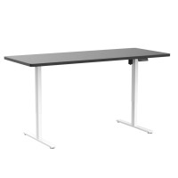 Vivo Electric Height Adjustable 71 X 30 Inch Memory Stand Up Desk, Black Table Top, White Frame, Standing Workstation With Preset Controller, 1B Series, Desk-Kit-1W7B