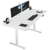 Vivo Electric Height Adjustable 71 X 30 Inch Memory Stand Up Desk, White Table Top, White Frame, Standing Workstation With Preset Controller, 1B Series, Desk-Kit-1W7W