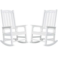 Psilvam Oversized Outdoor Rocking Chair Set Of 2 Porch Rocker With 21 Wide Seat And 32 Tall Backrest Preassembled With Mo