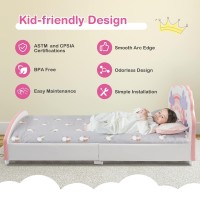 Costzon Twin Bed Frames For Kids, Wood Upholstered Twin Bed Platform With Slat Support, Padded Headboard&Footboard, No Box Spring Needed, Easy Assembly, Fits Standard Twin Mattress (Cloud)