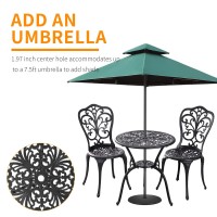 Withniture Patio Bistro Set 3 Piece Outdoor Cast Aluminum Outdoor Bistro Table And Chair Set Of 2 With 197 Umbrella Hole All