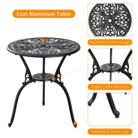 Withniture Patio Bistro Set 3 Piece Outdoor Cast Aluminum Outdoor Bistro Table And Chair Set Of 2 With 197 Umbrella Hole All