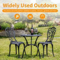 Withniture Patio Bistro Set 3 Piece Outdoor Cast Aluminum Outdoor Bistro Table And Chair Set Of 2 With 197 Umbrella Hole All