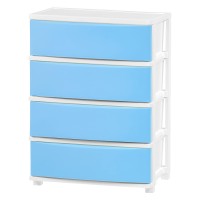 Iris Usa 4 Wide Drawer Storage, Organizer Unit For Bedroom, Closet, Living Room, Nursery, Dorm, White Frame With Matte Soft-Blue Front Panels, Set Of 1