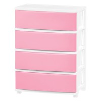 Iris Usa 4 Wide Drawer Storage, Organizer Unit For Bedroom, Closet, Living Room, Nursery, Dorm, White Frame With Matte Soft-Pink Front Panels, Set Of 1