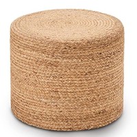 Wimarsbon Ottoman Poof Natural Seagrass Poufs Hand Weave Round Footstool Pouffe Accent Chair Sitting Braided Footrest Wjute