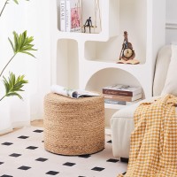 Wimarsbon Ottoman Poof Natural Seagrass Poufs Hand Weave Round Footstool Pouffe Accent Chair Sitting Braided Footrest Wjute