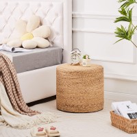 Wimarsbon Ottoman Poof Natural Seagrass Poufs Hand Weave Round Footstool Pouffe Accent Chair Sitting Braided Footrest Wjute