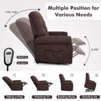 Giantex Power Lift Chair Electric Recliner For Elderly, Adjustable Backrest Footrest, Heavy Duty Motorized Living Room Chair Sofa With Side Pocket, Remote Control, Power Lift Recliner (Brown)