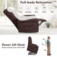 Giantex Power Lift Chair Electric Recliner For Elderly, Adjustable Backrest Footrest, Heavy Duty Motorized Living Room Chair Sofa With Side Pocket, Remote Control, Power Lift Recliner (Brown)