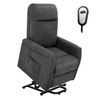 Giantex Power Lift Recliner Chair For Elderly, Ergonomic Lounge Chair W/Remote Control, Adjustable Backrest, Side Pocket, Electric Stand-Up Fabric Arm Chair For Bedroom Living Room Nursery (Grey)