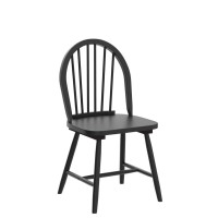 Kotek Wood Dining Chairs Set Of 4, Windsor Chairs With Spindle Back, Solid Wood Legs, Wide Seat, Farmhouse Armless Side Chairs For Living Room, Dining Room, Kitchen (Black)