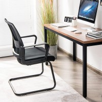 Tangkula Office Guest Chair Set Of 6, Reception Chairs Conference Room Chairs With Adjustable Lumbar Support & Sled Base, Modern Mid Back Mesh Desk Chair No Wheels