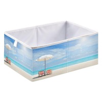 Kigai Summer Beach Theme Storage Bins Cube Foldable Storage Baskets Bin Waterproof Home Organizer With Handles Basket For Toy Nursery Blanket Clothes, 11X11X11 Inch