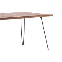 Smith 48 Inch Fir Wood Cocktail Coffee Table, Black Metal Pin Legs, Weathered Brown