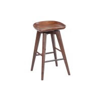 Esme 24 Inch Swivel Counter Stool, Contour Seat, Wood, Tapered Legs, Brown