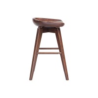 Esme 24 Inch Swivel Counter Stool, Contour Seat, Wood, Tapered Legs, Brown