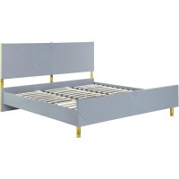 Acme Gaines Eastern King Bed In Gray High Gloss Finish