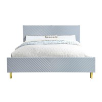 Acme Gaines Eastern King Bed In Gray High Gloss Finish