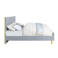 Acme Gaines Eastern King Bed In Gray High Gloss Finish