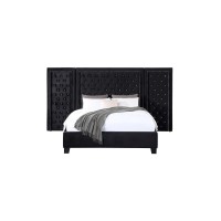 Acme Damazy Queen Bed In Black Velvet