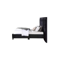 Acme Damazy Queen Bed In Black Velvet