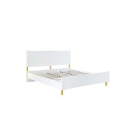 Acme Gaines Queen Bed In White High Gloss Finish