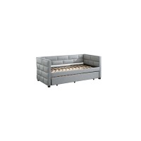 Acme Ebbo Daybed And Trundle In Gray Fabric