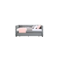 Acme Ebbo Daybed And Trundle In Gray Fabric