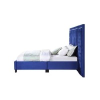 Acme Damazy Eastern King Bed In Blue Velvet