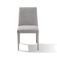 Hal 18 Inch Parson Dining Chair, Fabric Upholstered, Set of 2, Silver, Gray