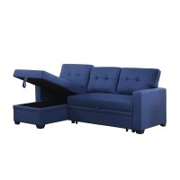 Devion Furniture Contemporary Reversible Sectional Sleeper Sectional Sofa With Storage Chaise In Blue Fabric