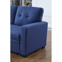 Devion Furniture Contemporary Reversible Sectional Sleeper Sectional Sofa With Storage Chaise In Blue Fabric