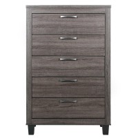 Better Home Products Silver Fox 5 Drawer Chest of Drawers in Gray Woodgrain