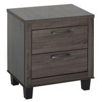 Better Home Products Silver Fox Mid Century Modern 2 Drawer Nightstand in Gray