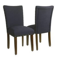 Homepop Classic Parsons Chair With Nailhead Trim Deep Navy Set Of 2