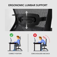 Flexispot Ergonomic Office Chair High Back Mesh Swivel Computer Chair Height Adjustable With Lumbar Support Caster Wheels Deep Black Home Office Desk Chair