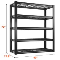 Reibii Storage Shelves 40W Garage Shelving Heavy Duty 2500Lbs 5 Tier Metal Storage Shelves Utility Rack Shelf Industrial Shelv