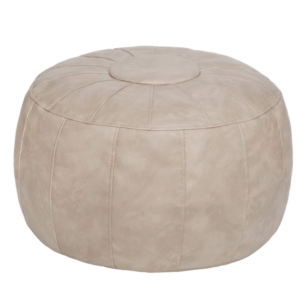 Thgonwid Unstuffed Handmade Moroccan Round Pouf Foot Stool Ottoman Seat Faux Leather Large Storage Bean Bag Floor Chair Foot Rest For Living Room, Bedroom Or Wedding Gifts (Mushroom)