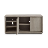 Jose 64 Inch Acacia Wood TV Entertainment Center Console, 3 Shelf, Gray