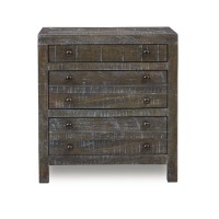 29 Inch Cas Sengon Tekik 3 Drawer Nightstand, Rough Hewn, Rustic