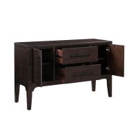 Arlo 54 Inch Solid Mango Wood Sideboard Buffet Cabinet, Dark Brown